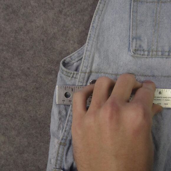 VINTAGE D'Mode Classix Bib Overalls Womens Medium Denim Floral Shortalls 90s - Picture 4 of 14